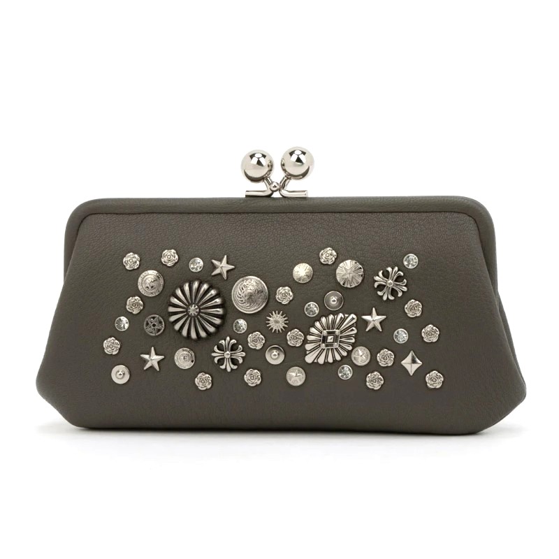 parche マルチスタッズがま口 ロングウォレット /GY